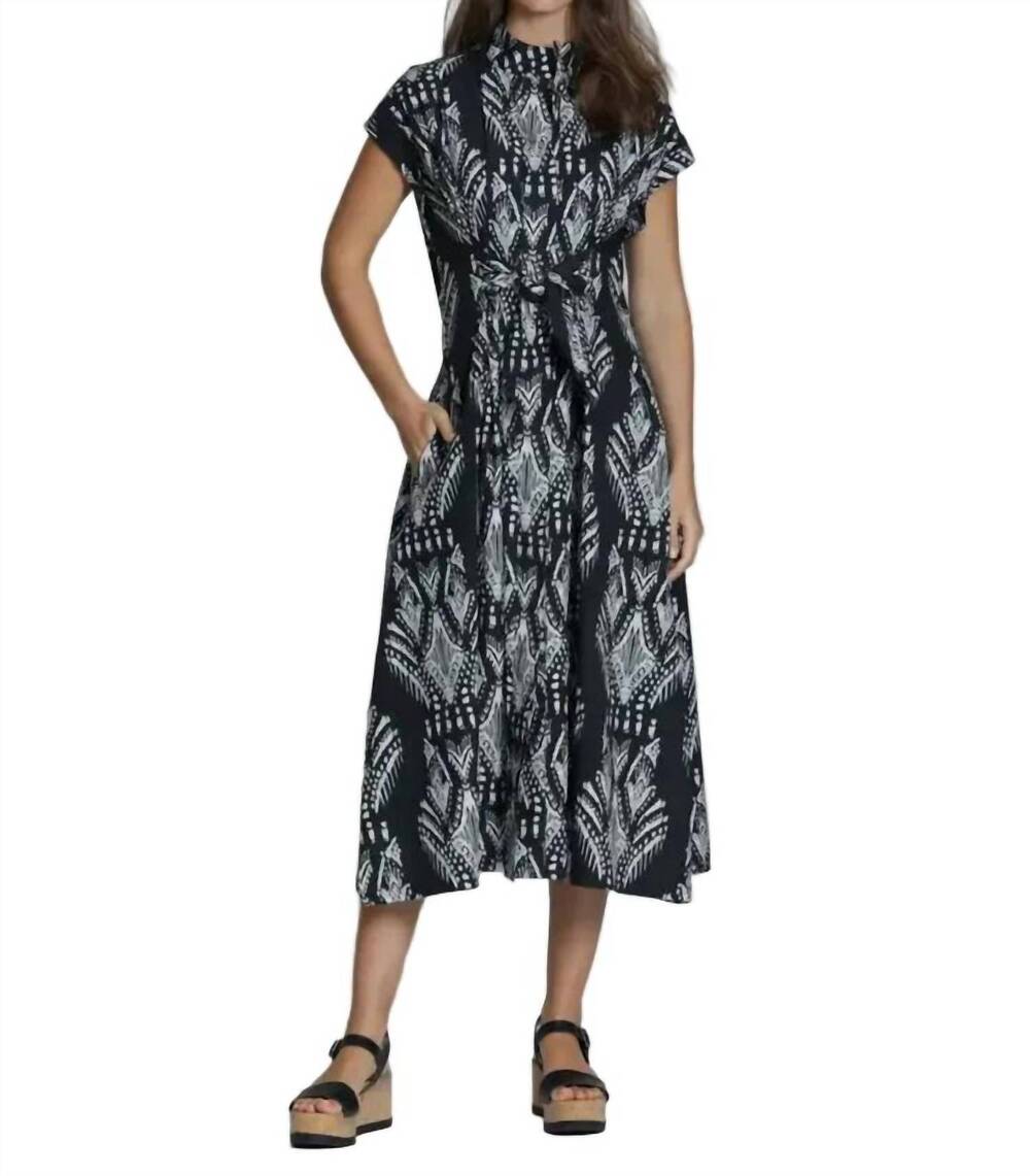 NEW APNY tie front midi dress in black/natural